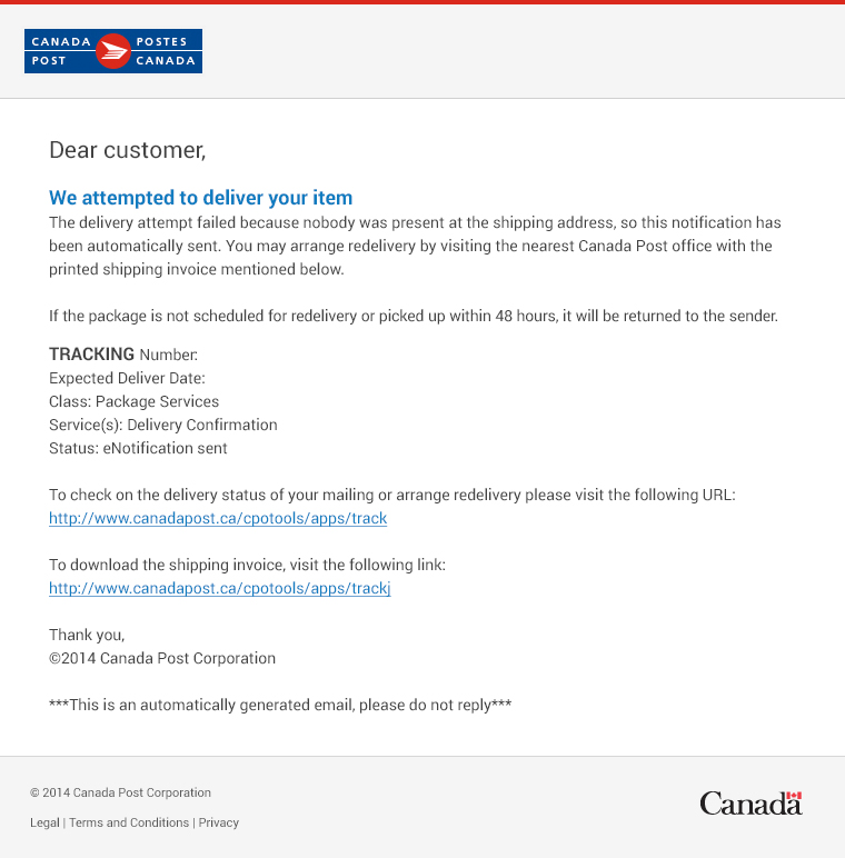 How do you track items sent via Canada Post?